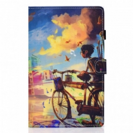 Custodia A Portafoglio Samsung Galaxy Tab A8 (2021) Bicicletta Arte