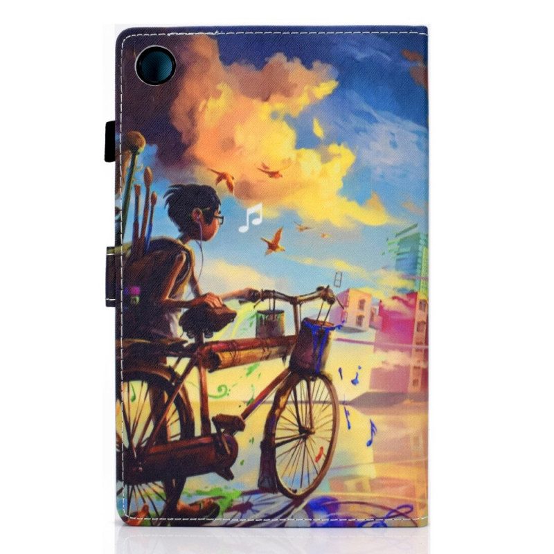 Custodia A Portafoglio Samsung Galaxy Tab A8 (2021) Bicicletta Arte