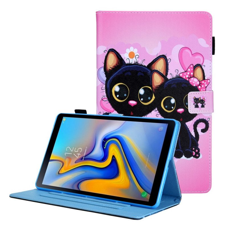 Custodia in pelle Samsung Galaxy Tab A8 (2021) Coppia Di Gatti