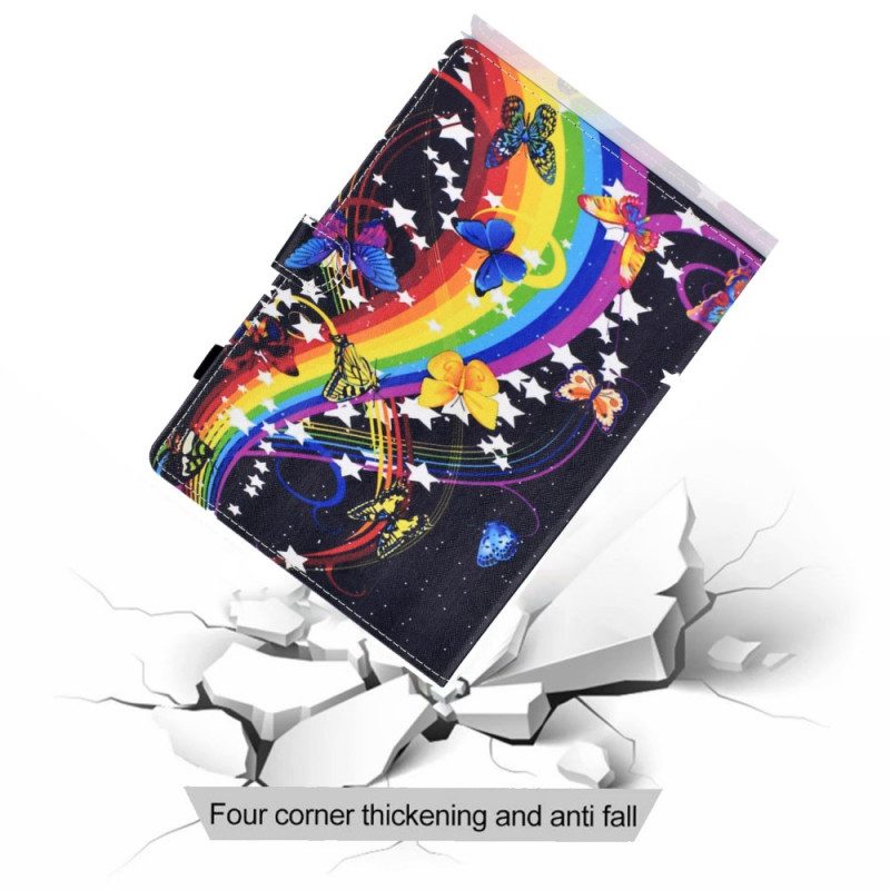 Custodia in pelle Samsung Galaxy Tab A8 (2021) Farfalle Arcobaleno