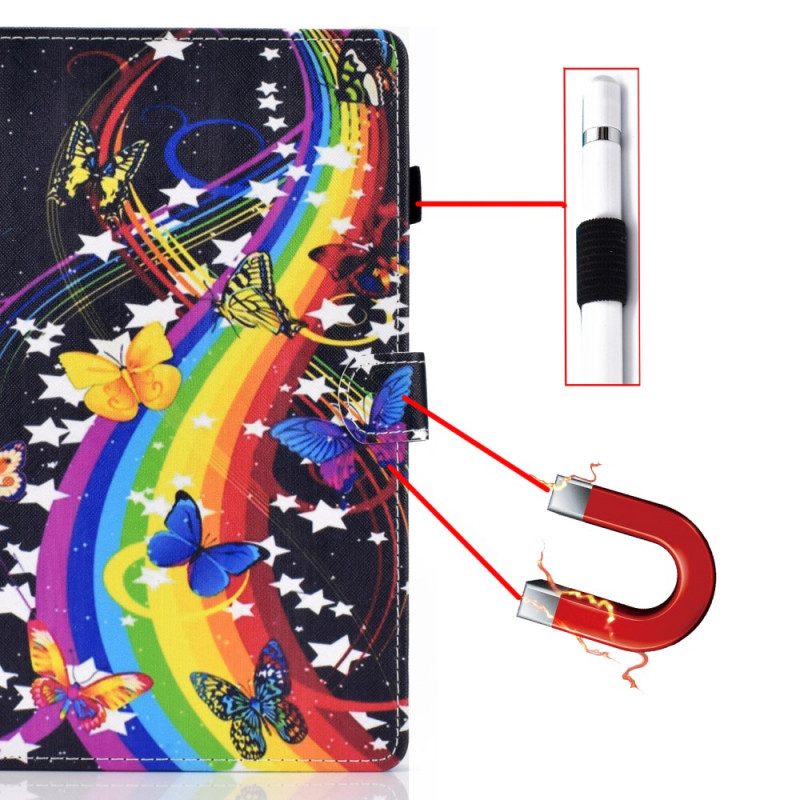 Custodia in pelle Samsung Galaxy Tab A8 (2021) Farfalle Arcobaleno