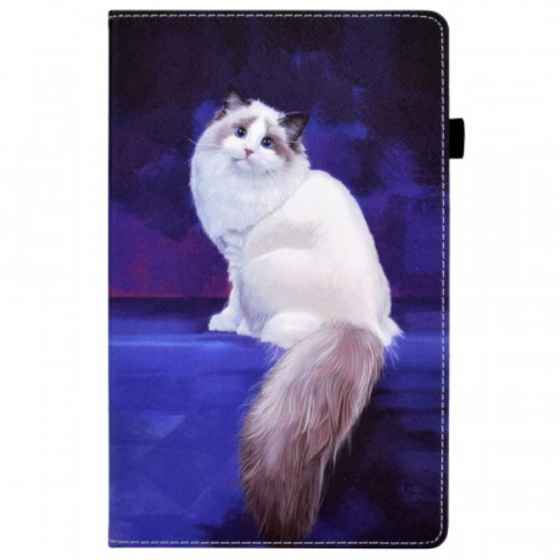 Custodia in pelle Samsung Galaxy Tab A8 (2021) Gatto Bianco