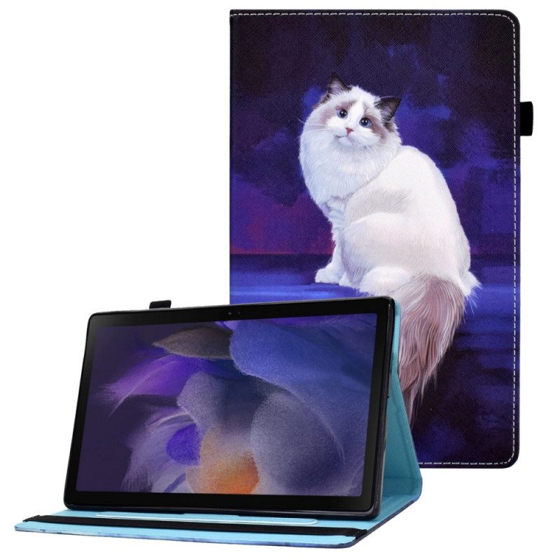 Custodia in pelle Samsung Galaxy Tab A8 (2021) Gatto Bianco