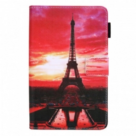 Custodia in pelle Samsung Galaxy Tab A8 (2021) Torre Eiffel Al Tramonto