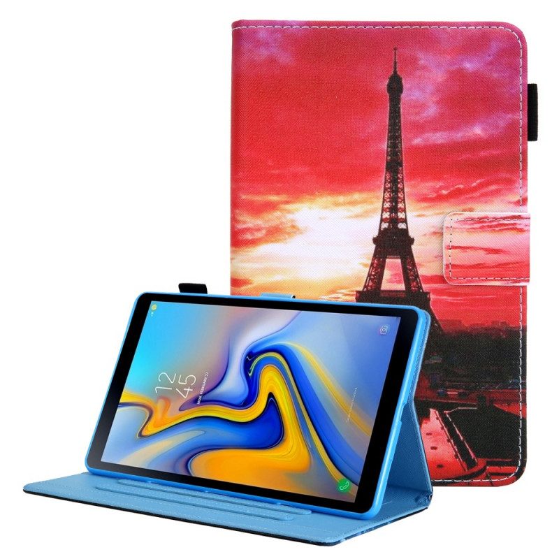 Custodia in pelle Samsung Galaxy Tab A8 (2021) Torre Eiffel Al Tramonto