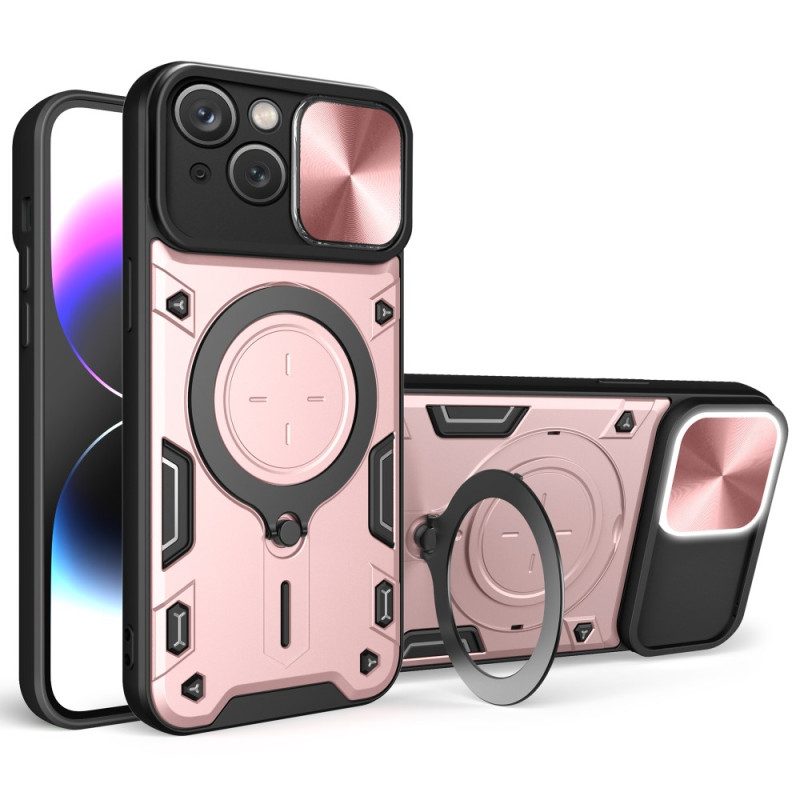 Cover iPhone 15 Plus Anello Di Supporto E Otturatore Per Fotocamera