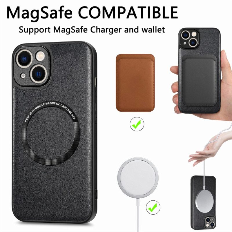 Cover iPhone 15 Plus Compatibile Con Magsafe Effetto Pelle