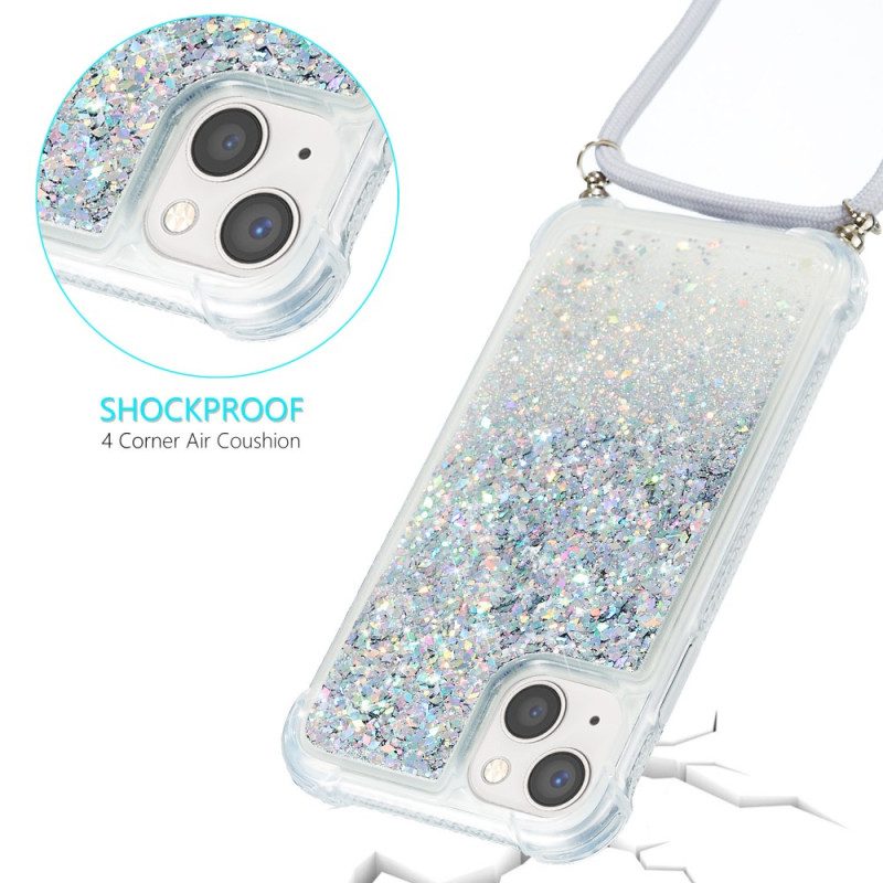 Cover iPhone 15 Plus Cordoncino Con Paillettes