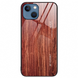 Cover iPhone 15 Plus Design In Legno E Vetro Temperato