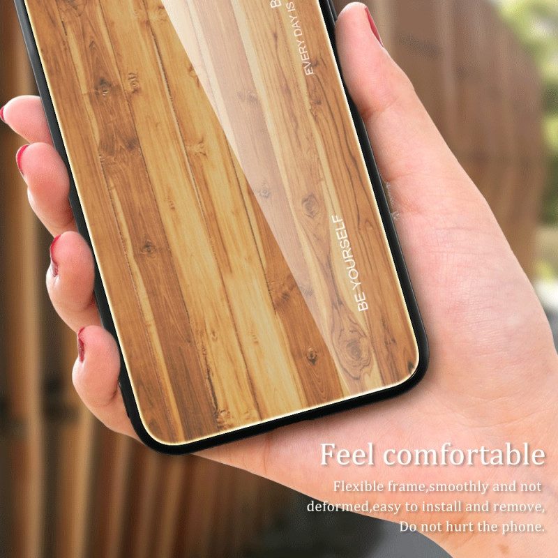 Cover iPhone 15 Plus Design In Legno E Vetro Temperato