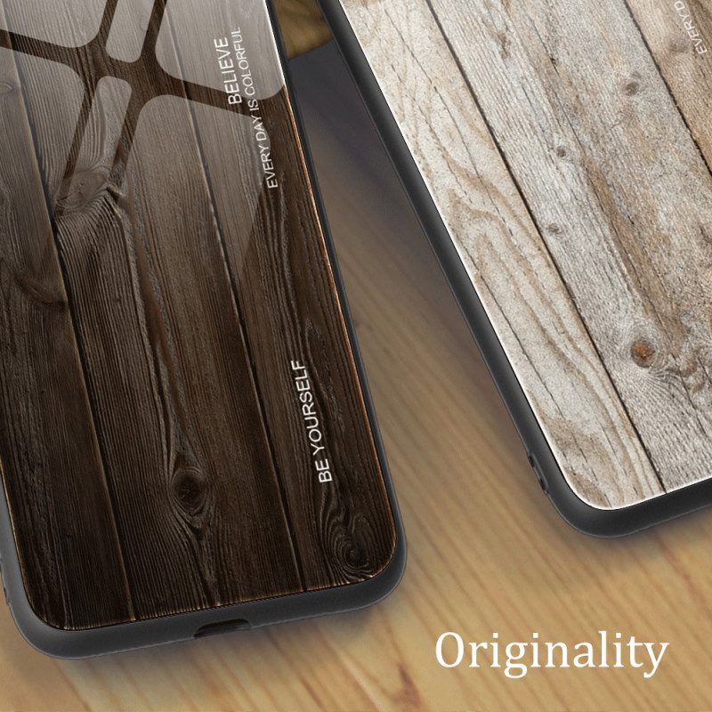 Cover iPhone 15 Plus Design In Legno E Vetro Temperato