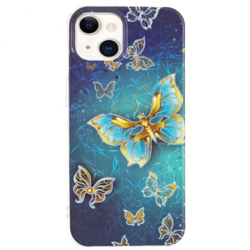 Cover iPhone 15 Plus Farfalle Dorate