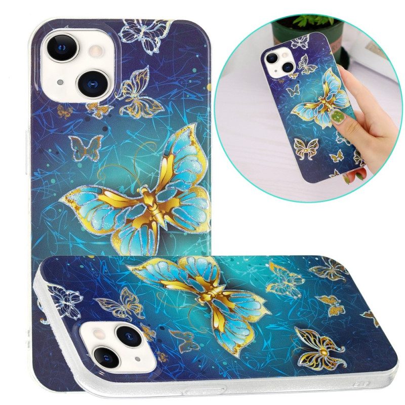 Cover iPhone 15 Plus Farfalle Dorate