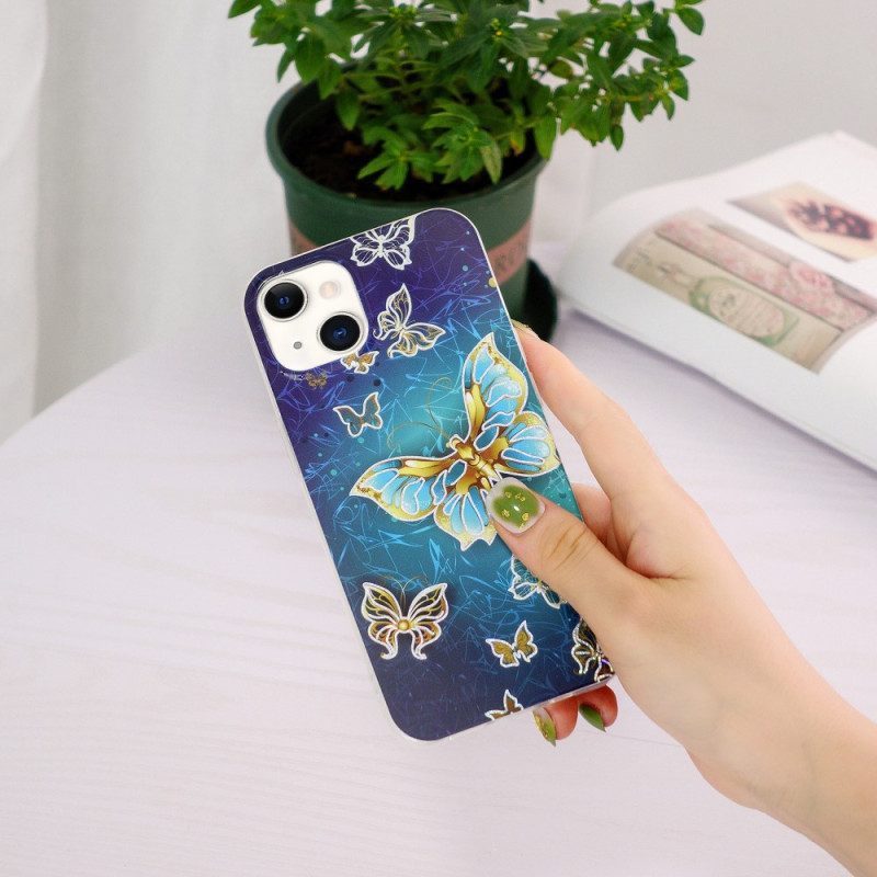 Cover iPhone 15 Plus Farfalle Dorate