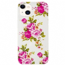 Cover iPhone 15 Plus Fiori Fluorescenti