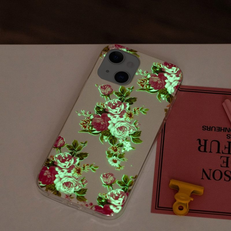 Cover iPhone 15 Plus Fiori Fluorescenti