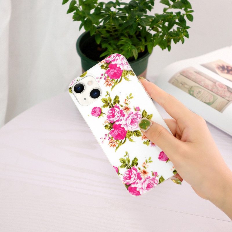 Cover iPhone 15 Plus Fiori Fluorescenti