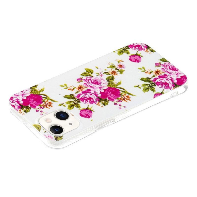 Cover iPhone 15 Plus Fiori Fluorescenti