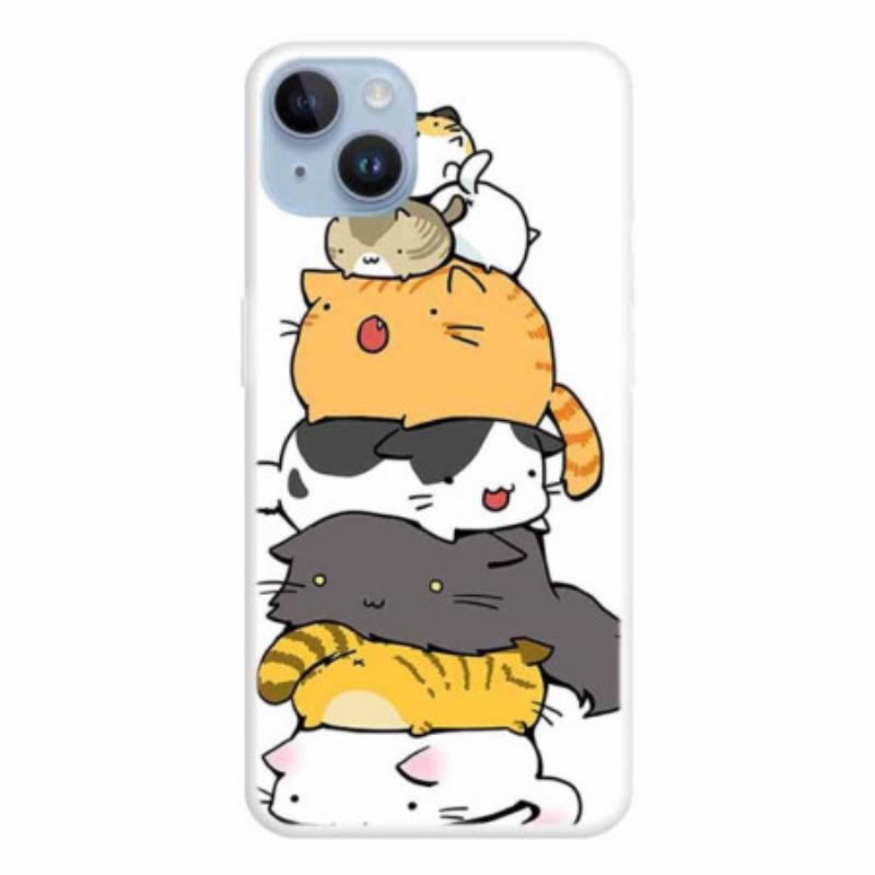 Cover iPhone 15 Plus Mucchio Di Gatti