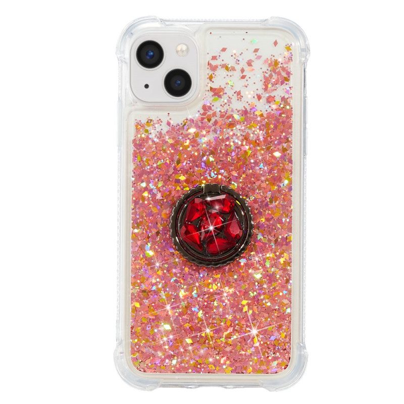 Cover iPhone 15 Plus Paillettes Con Anello Di Supporto