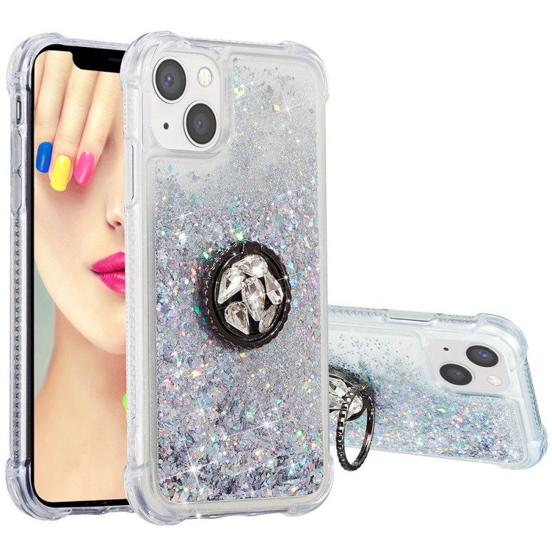 Cover iPhone 15 Plus Paillettes Con Anello Di Supporto