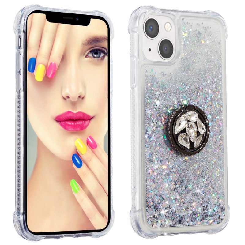 Cover iPhone 15 Plus Paillettes Con Anello Di Supporto