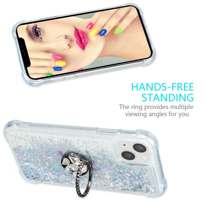 Cover iPhone 15 Plus Paillettes Con Anello Di Supporto