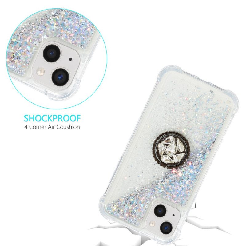 Cover iPhone 15 Plus Paillettes Con Anello Di Supporto