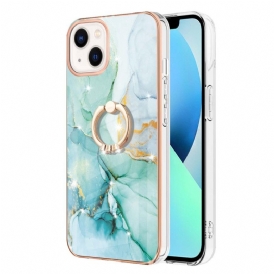 Cover iPhone 15 Plus Stile Marmo Con Anello Di Supporto