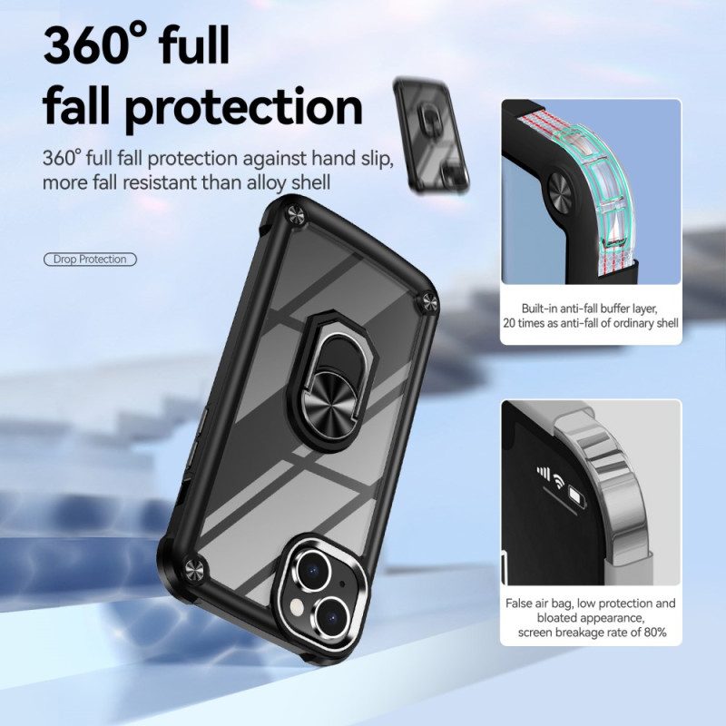 Cover iPhone 15 Plus Trasparente Con Anello Di Supporto