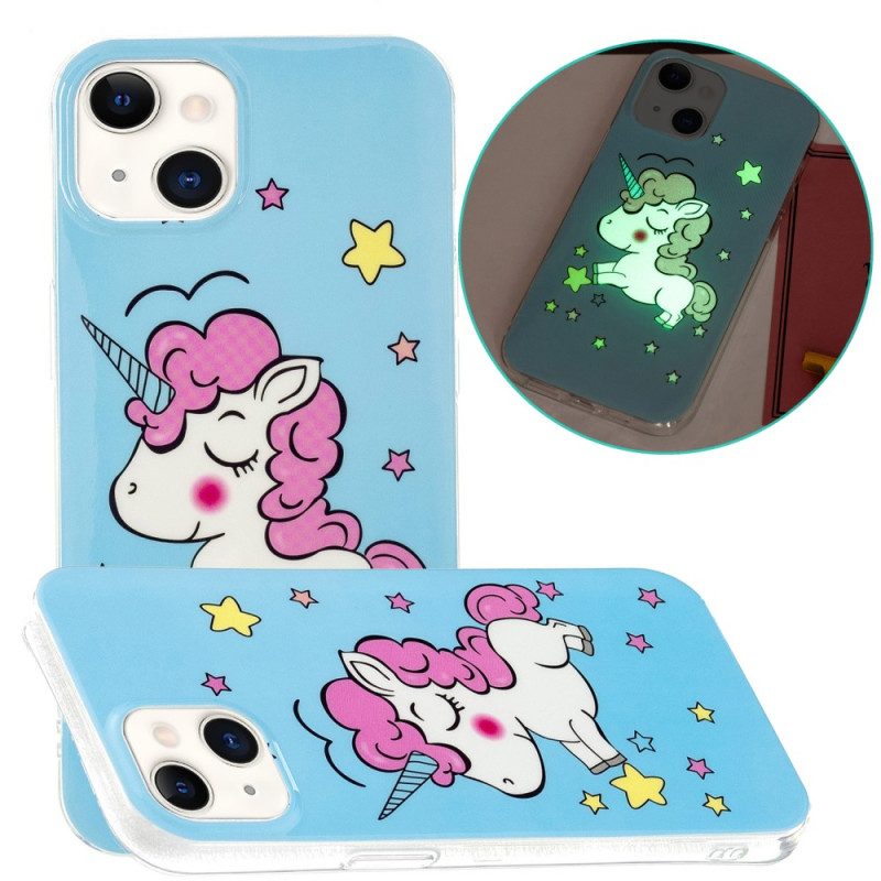 Cover iPhone 15 Plus Unicorno Fluorescente