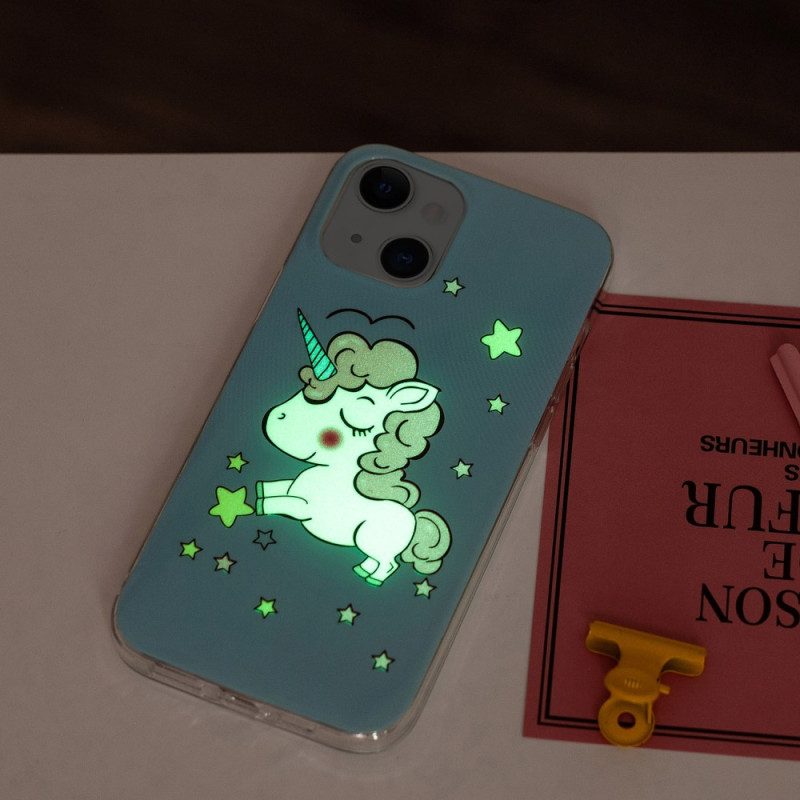 Cover iPhone 15 Plus Unicorno Fluorescente