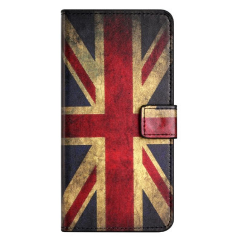 Custodia A Portafoglio iPhone 15 Plus Bandiera Inglese Vintage