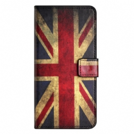 Custodia A Portafoglio iPhone 15 Plus Bandiera Inglese Vintage