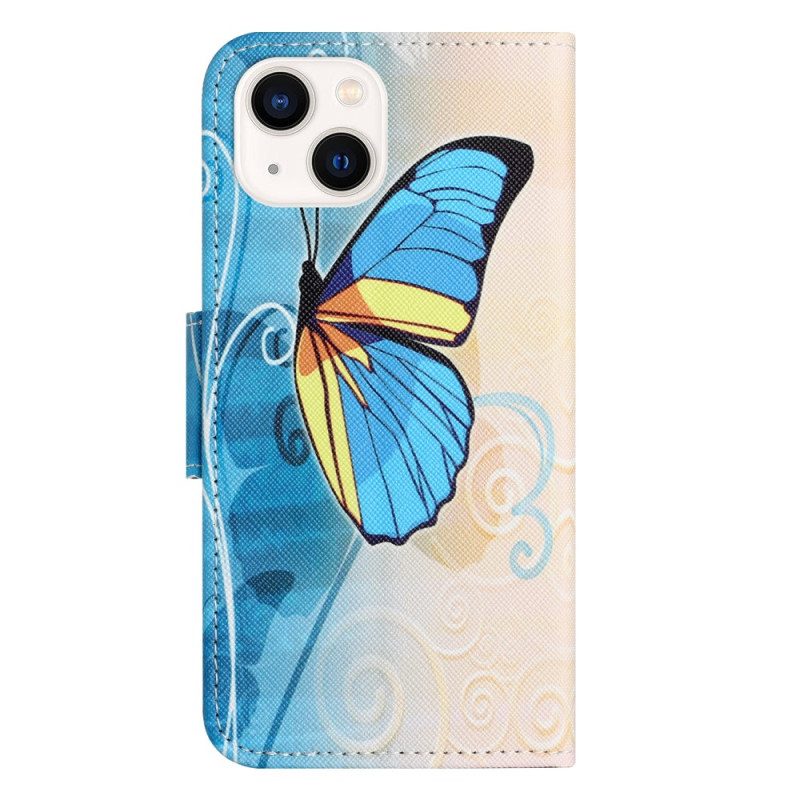 Custodia A Portafoglio iPhone 15 Plus Farfalle