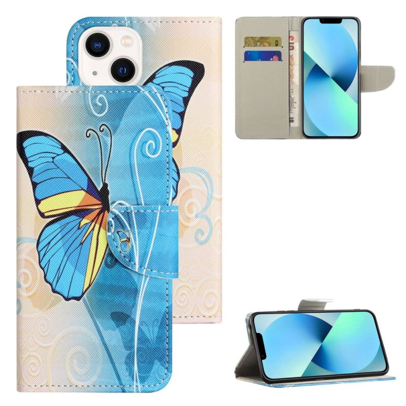 Custodia A Portafoglio iPhone 15 Plus Farfalle