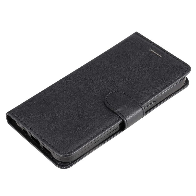 Custodia A Portafoglio iPhone 15 Plus Finta Pelle Liscia Con Cinturino