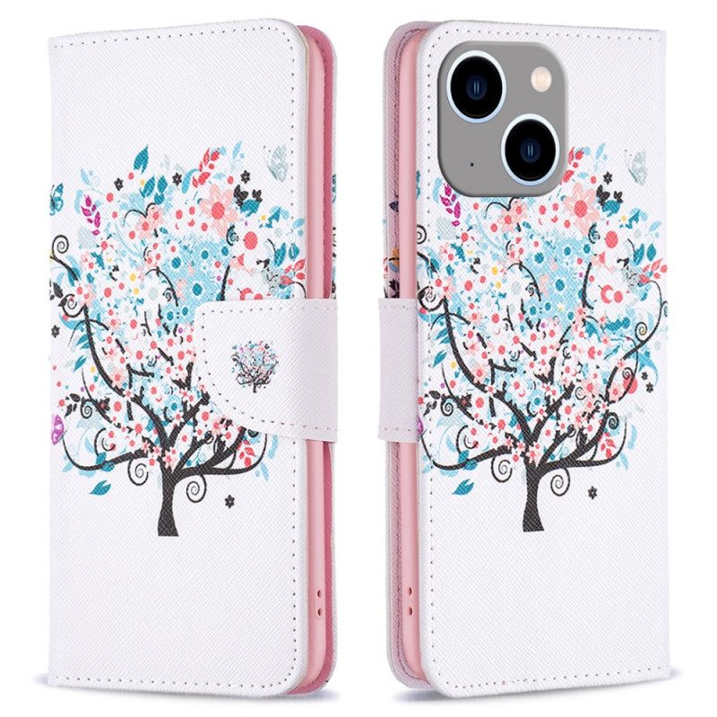 Custodia in pelle iPhone 15 Plus Albero