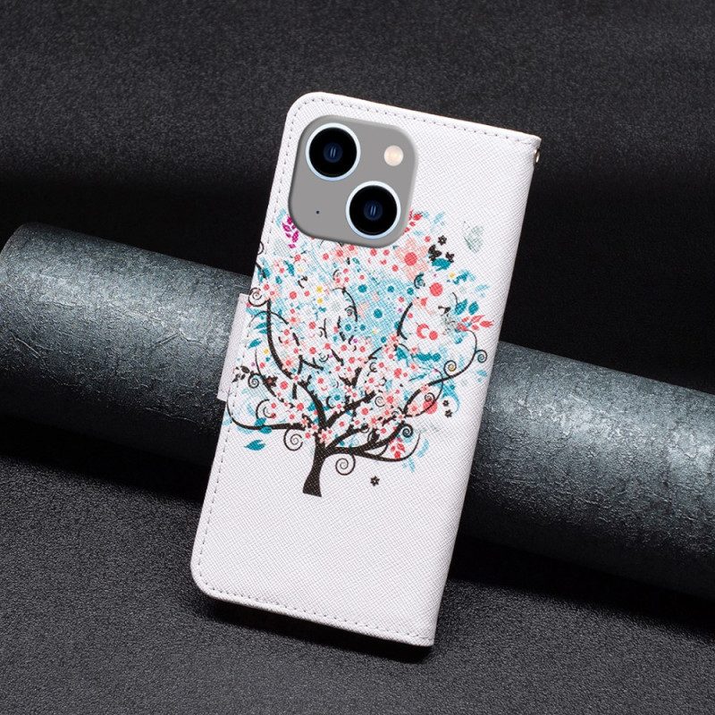 Custodia in pelle iPhone 15 Plus Albero