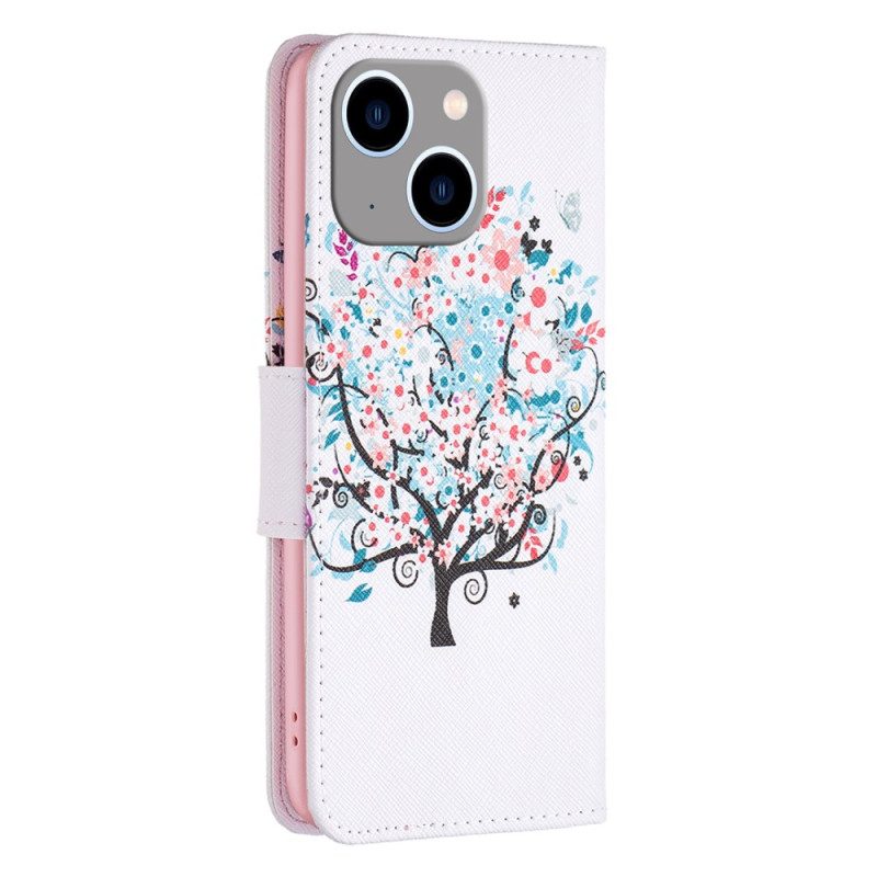 Custodia in pelle iPhone 15 Plus Albero