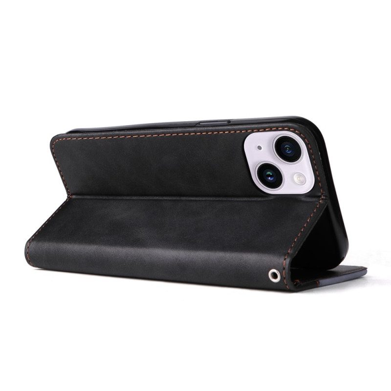 Custodia in pelle iPhone 15 Plus Bicolore Elegante