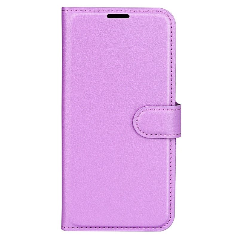 Custodia in pelle iPhone 15 Plus Classica Ecopelle Litchi