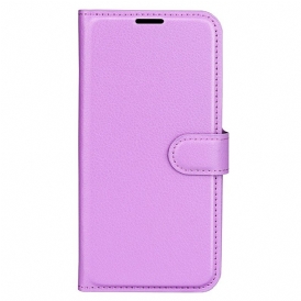 Custodia in pelle iPhone 15 Plus Classica Ecopelle Litchi