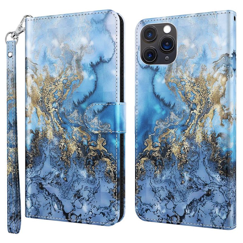 Custodia in pelle iPhone 15 Plus Design 3d Con Cinturino