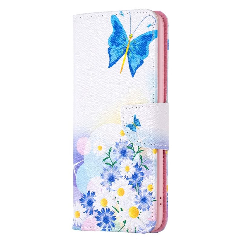 Custodia in pelle iPhone 15 Plus Farfalle Acquerellate