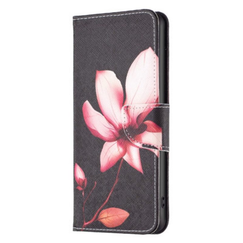 Custodia in pelle iPhone 15 Plus Fiore Rosa