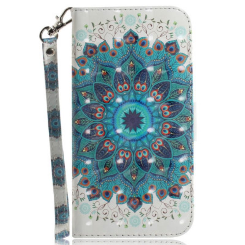 Custodia in pelle iPhone 15 Plus Mandala Con Tracolla