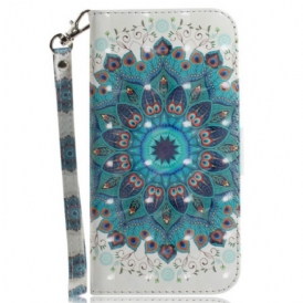 Custodia in pelle iPhone 15 Plus Mandala Con Tracolla