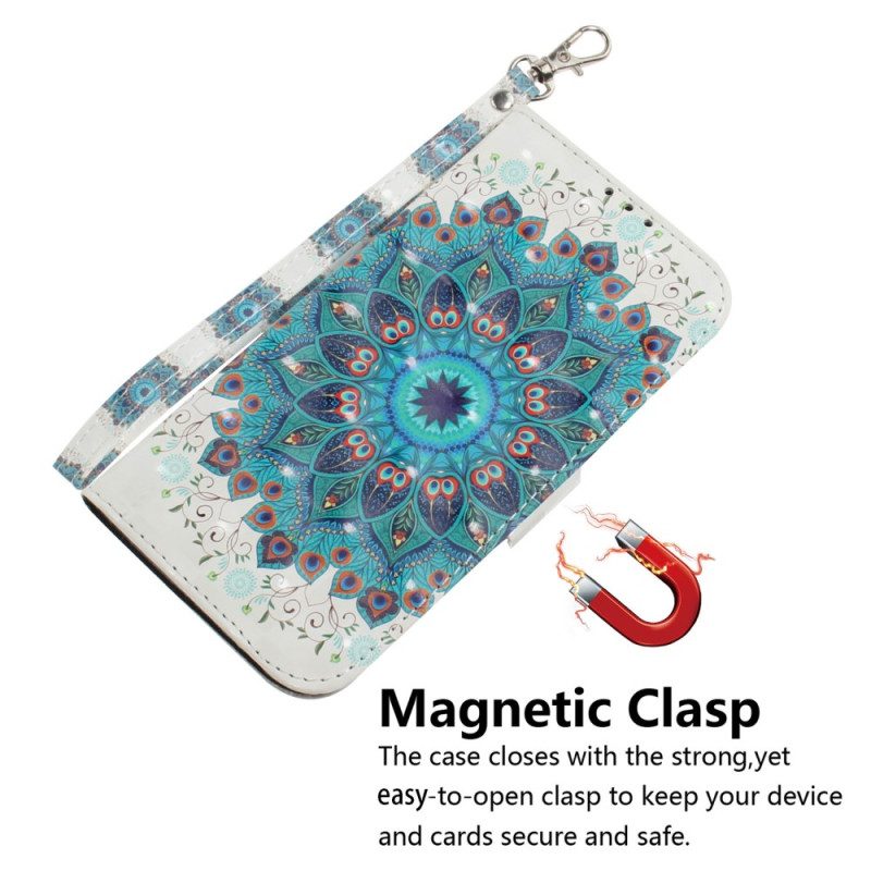 Custodia in pelle iPhone 15 Plus Mandala Con Tracolla