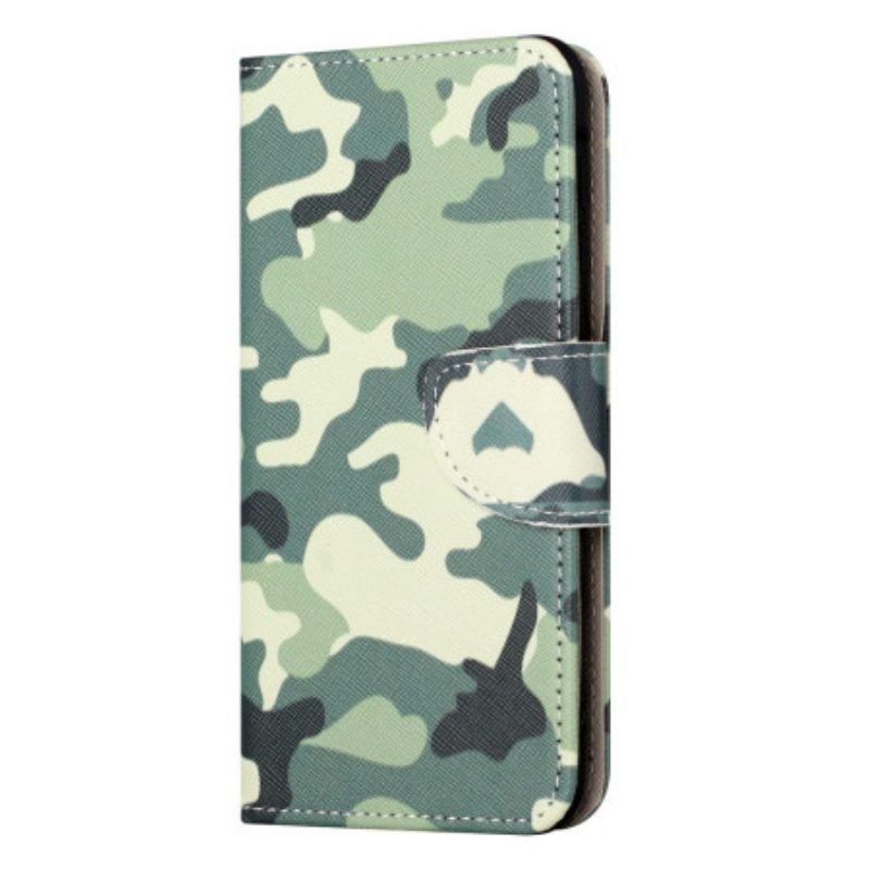 Custodia in pelle iPhone 15 Plus Mimetica Militare